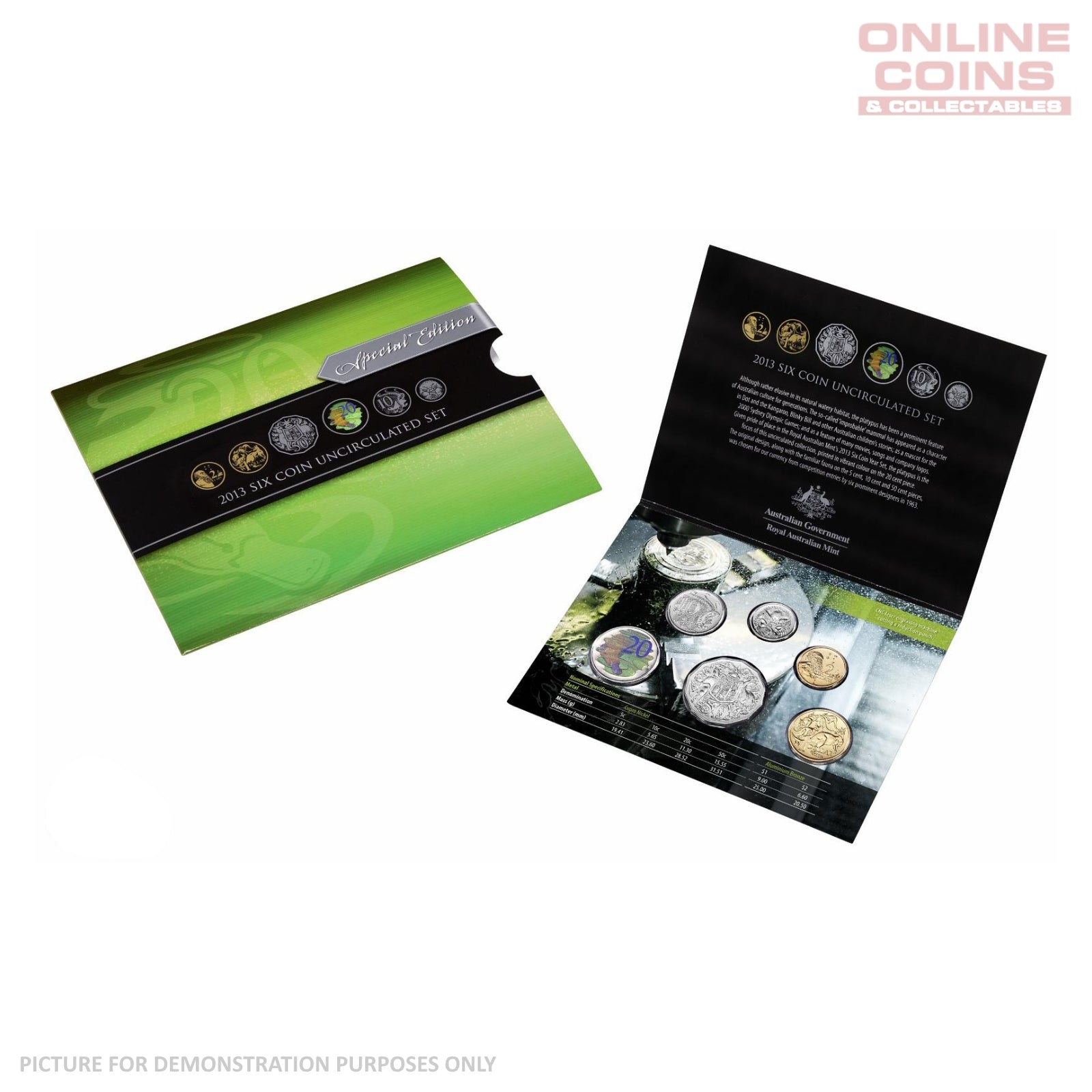 2013 Six Coin Uncirculated Year Set - Special Edition Coloured 20c coin included